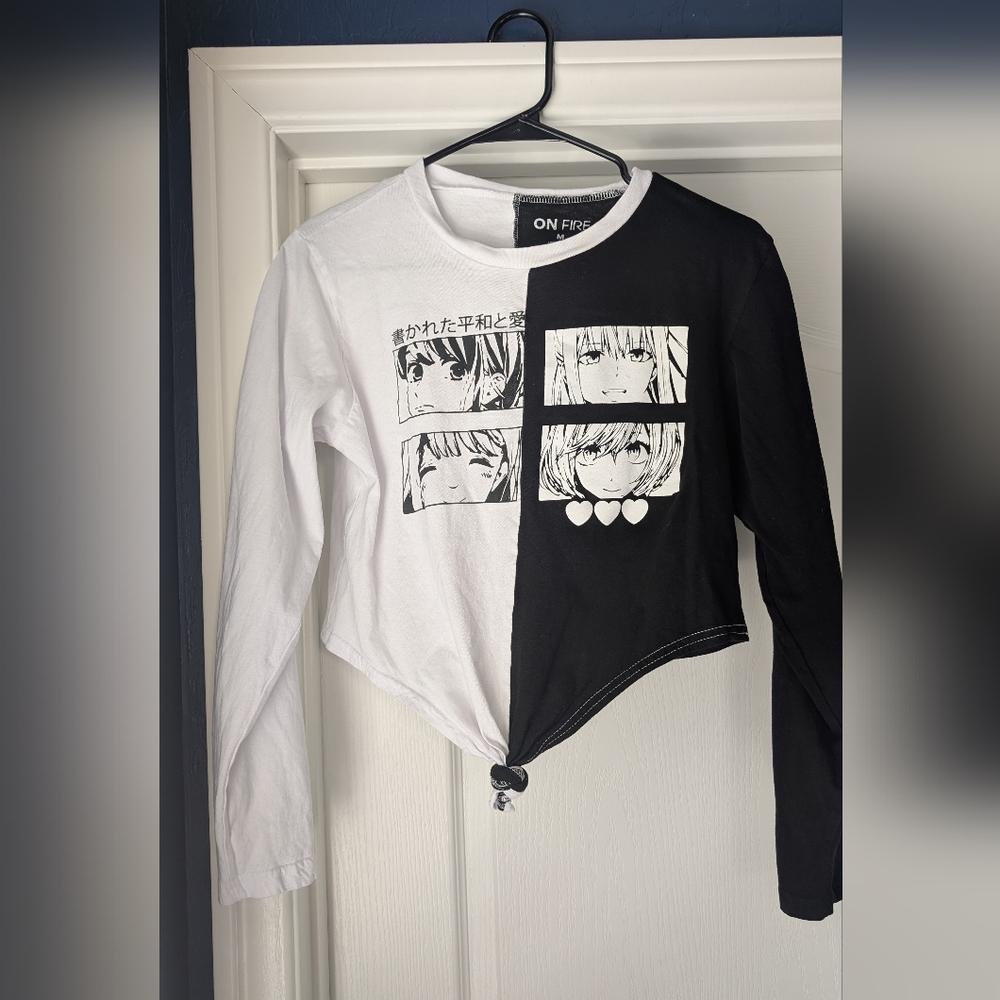 On Fire Anime Crop Long Sleeve Size Medium